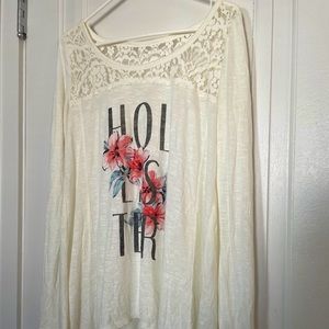 Hollister Off White Lace Long Sleeve Tee